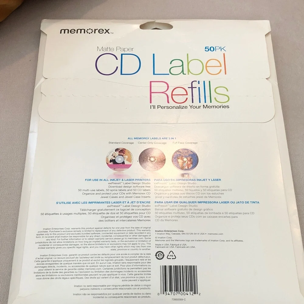 Memorex CD Label Refills - 50 Pack